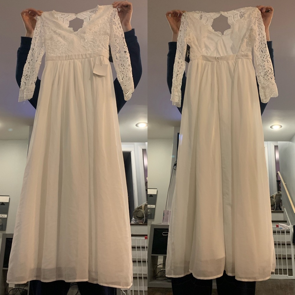Awaken My Love White Long Sleeve Lace Maxi Dress